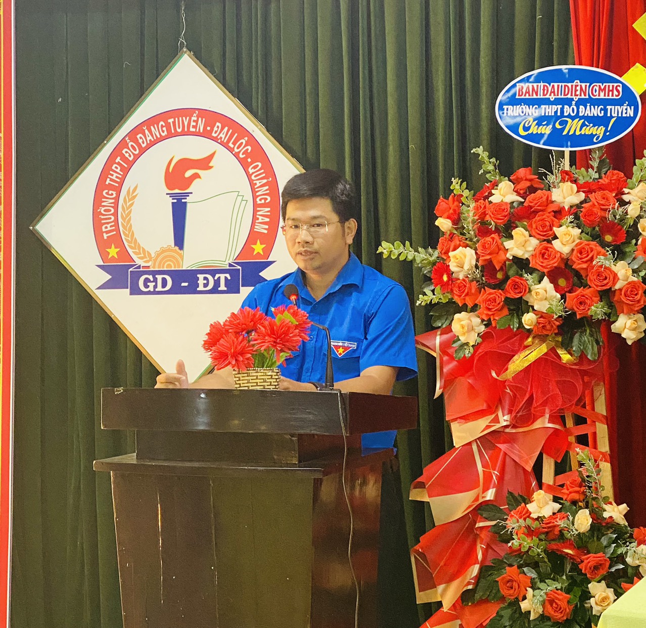 Đồng chí Huỳnh Thế Toàn - Bí thư huyện Đoàn Đại Lộc phát biểu chỉ đạo Đại hội